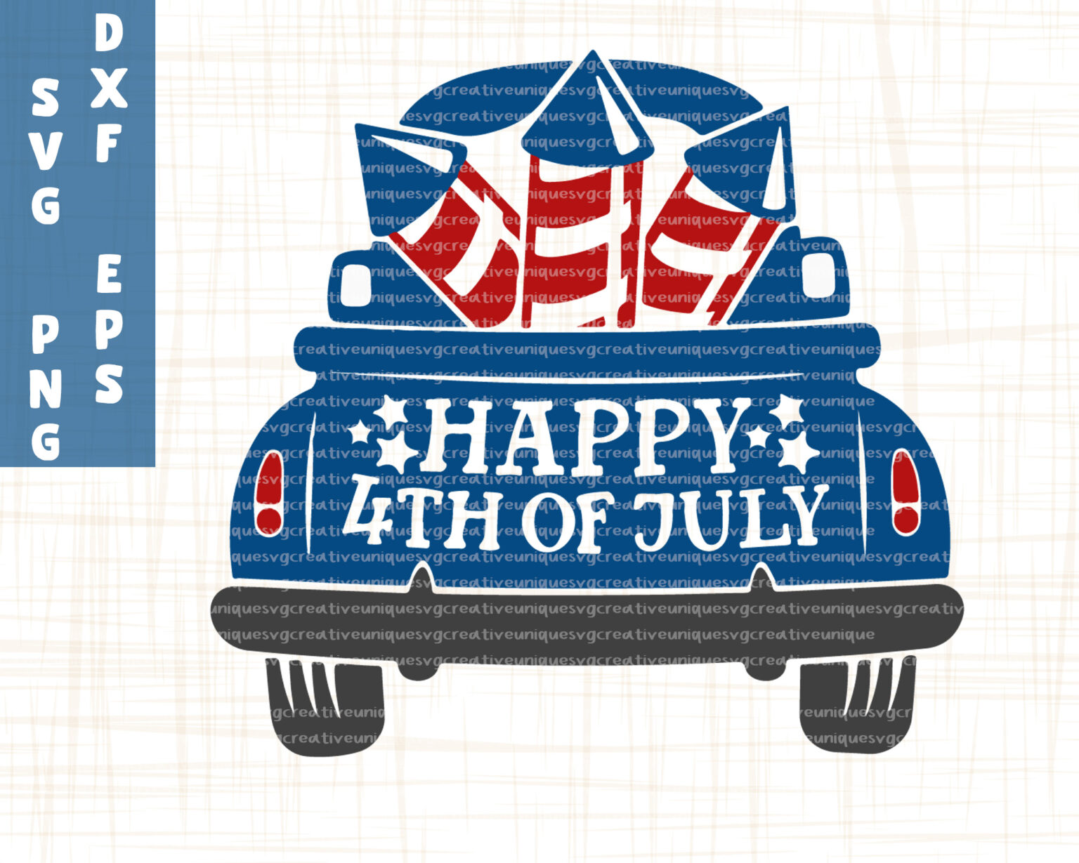 4th of July Truck SVG, 4th of July Decal Clipart, Vintage Truck